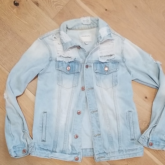 Thread and Supply distressed jean jacket - Picture 1 of 3